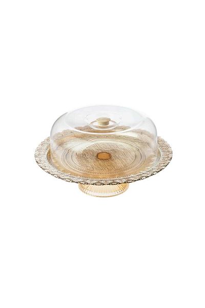 byahşap Turkish Glass Serving Platter With Base 32cm