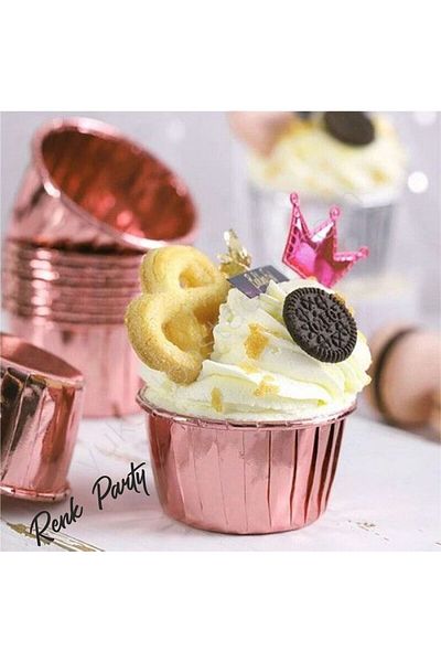 renk party Rose Gold Shiny Pink Muffin Cupcake Mold and Cake Capsule