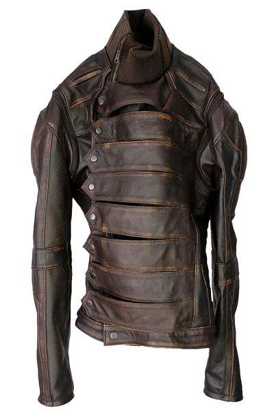 NYC GİYİM TEKSTİL Prof Model Renaissance Time Biker Snap Closure Coat Genuine Sheepskin