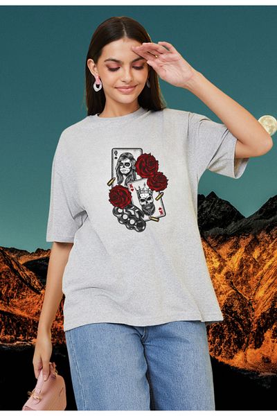 Frisson Playing cards Printed Oversize Cotton Tshirt