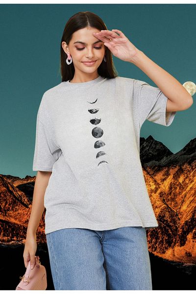 Frisson Full Moon Phases Printed Oversize Cotton T-shirt