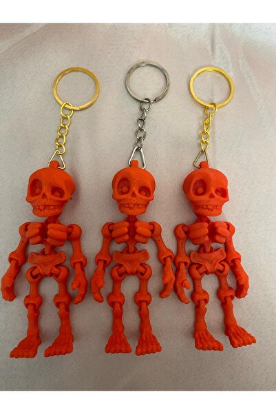 Eta3d Hareketli turuncu iskelet anahtarlık çanta süsü