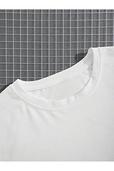 HOFFNUNG Unisex White Yellow Cat Illustration Drawing Tshirt