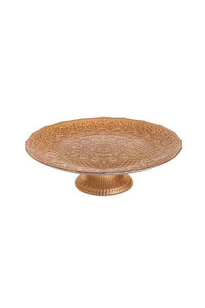Byblos Turkish Glass Serving Platter With Base 32cm