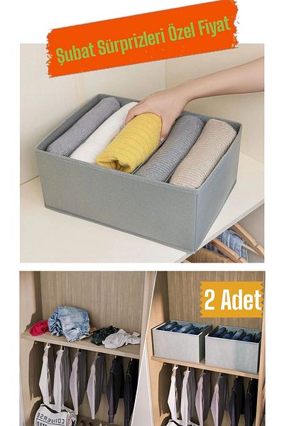 Helen's Home 2 Pcs 5 Compartments Foldable Pants Shirt Sweater Storage Box