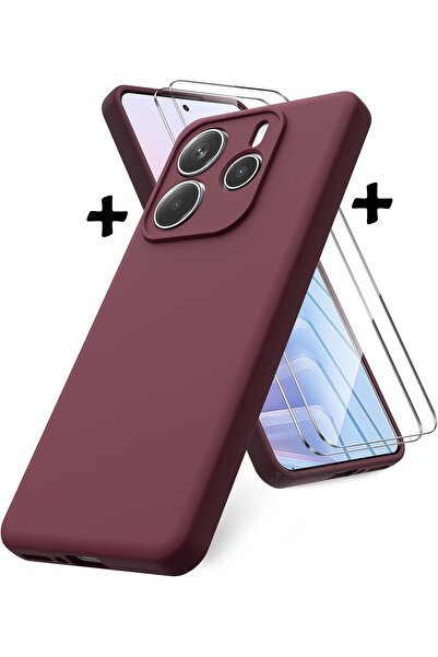 m.tk moveteck Xiaomi Redmi Note 14 Case with Camera Protection Soft Colorful Silicone + 9H Screen Protector Glass 2in1 Set