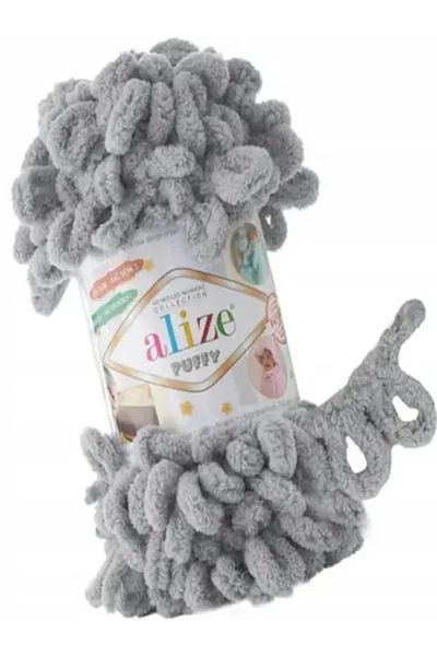 Gülce Alize Puffy 302 Ανοιχτό Γκρι Πλεκτό Χειροποίητο Μαλακό Μπαλακλάβα για την κατασκευή κουβέρτας σάλι υπέροχο