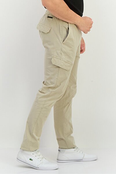 Civil Society Men Regular Fit Plain Twill Cargo Pants, Stone