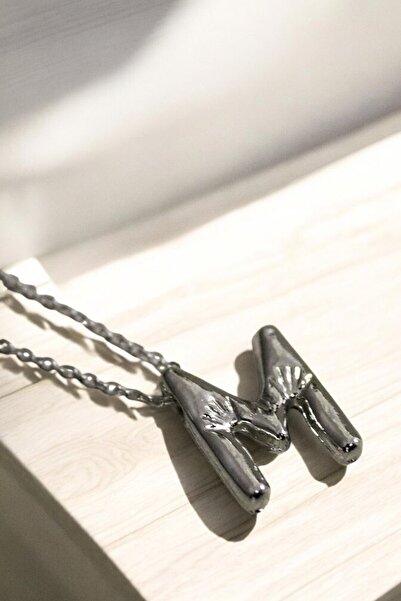 MakeWell Letter Design Simple Chain Letter Necklace Silver Color Letter Necklace