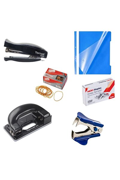 Art Tone مجموعة مكتب، دباسة موضوعية، مزيل الأسلاك، مطاط نوكي، دباسة، ثقب، ملف سلكي 50 قطعة