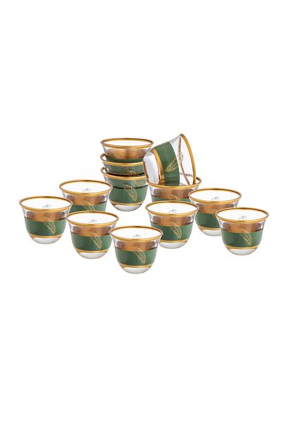 Dania Glass Cawa Cup Set 12 pcs Hand Made Gold Design