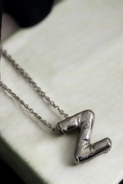 MakeWell Letter Design Simple Chain Letter Necklace Silver Color Letter Necklace