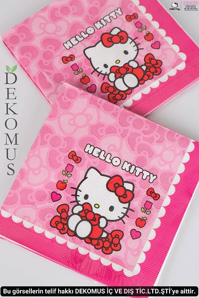 Beşiktaş Licensed Hello Kıtty 12-Piece Napkin Set with Dekomus