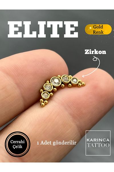 Karınca Piercing Tiara Crown Elite Zircon Jewelled Flat Helix Ear Conch Piercing Surgical Steel