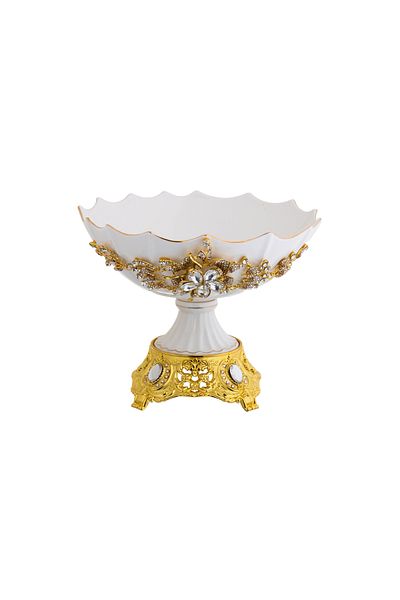 Dania Porcelain dessert plate with gold metal base
