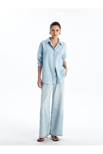 LC Waikiki Straight Long Sleeve Women's Jean Shirt
