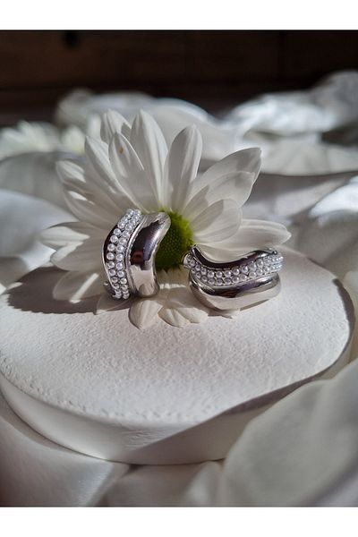 LİLİA Steel Pearl Detail Wavy Earring