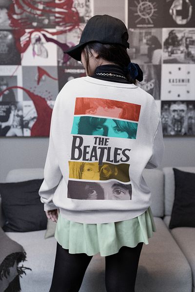 SEVBANO The Beatles Rock Metal Printed Unisex Oversize Music Band Sweatshirt