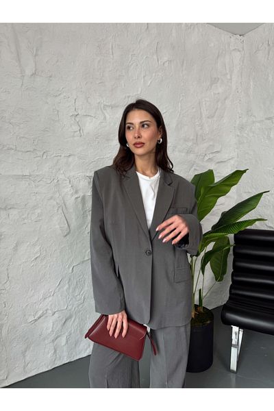 Elif Özbey Butik Μπουφάν Anthracite Modal με κουμπιά