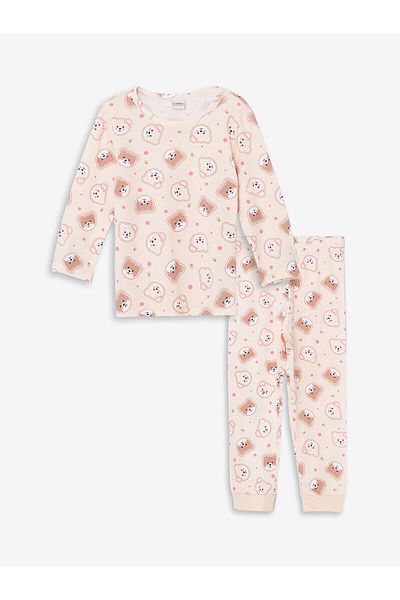 LC Waikiki Crew Neck Printed Girl's Pajama Set