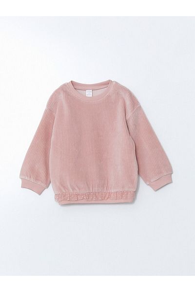 LC Waikiki Girl's Velvet Sweatshirt and Sweatpants Set of 2
