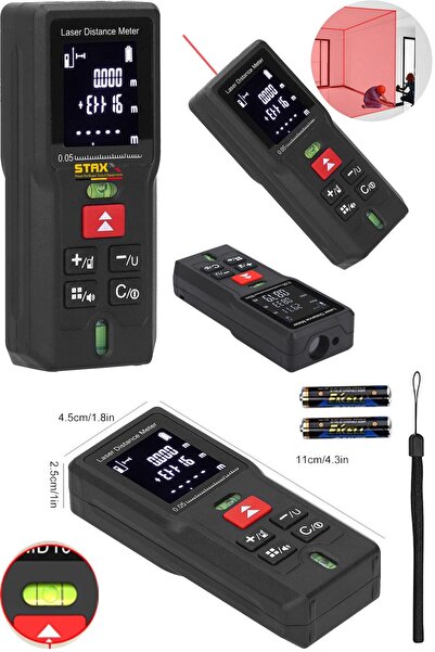 STAXX POWER 60Mt El Tipi Su Terazili Hafızalı Dijital LazerMetre Lazer Ölçüm ...