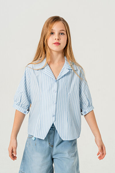 GİYİCEM TEKSTİL Kız Çocuk Beden Pileli Gömlek 3151