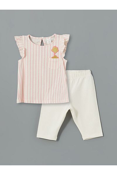 LC Waikiki Embroidered Frilly Baby Girl T-Shirt and Leggings Set of 2