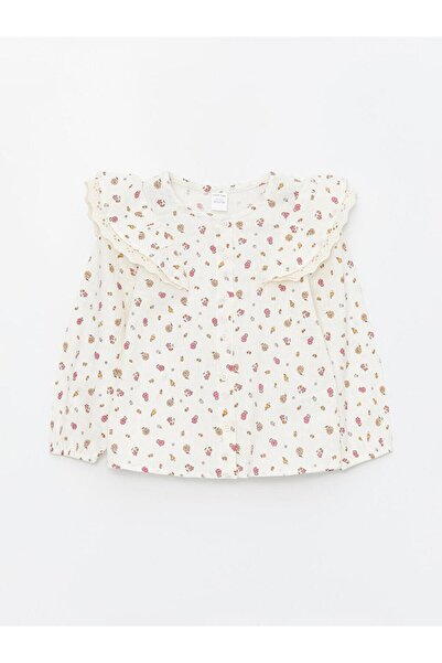LC Waikiki Bebe Yaka Uzun Kollu Çiçek Desenli Kız Bebek Gömlek (S4)