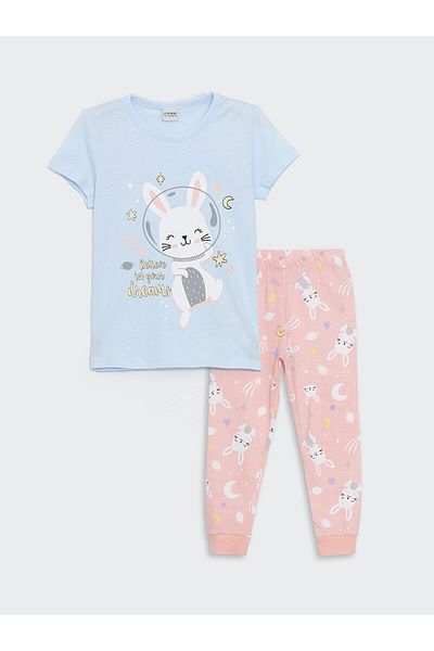LC Waikiki Crew Neck Printed Girl's Pajama Set