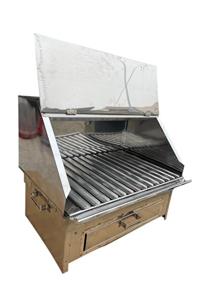 TOPSÖKEN Paslanmaz Bacalı Mangal Kapaklı 35 x 50 Cm Çekmeceli Masaüstü