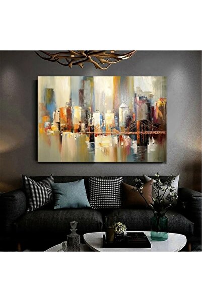 AR AJANS KANVAS TABLO Colorful Abstract City Decorative Canvas Painting
