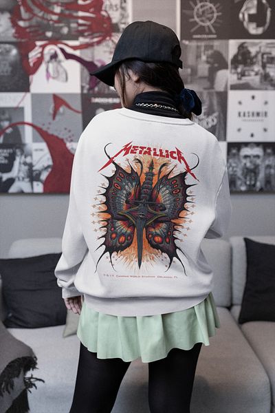 SEVBANO Design Metallica Printed Unisex Oversize Rock Metal Music Band Sweatshirt