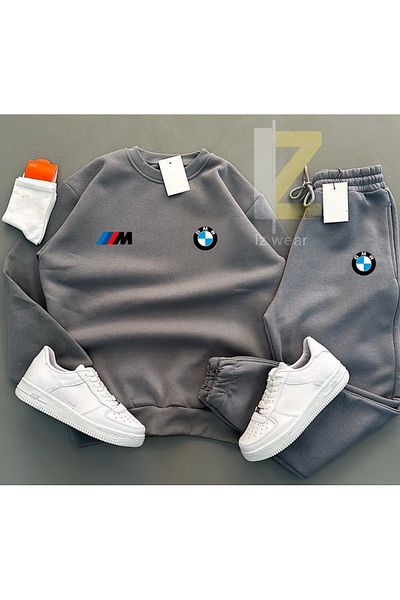 GBRO Unisex Bmw m Power Printed 3 Thread Crew Neck Sweatshirt-Sweatpants Set