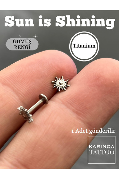 Karınca Piercing Güneş Titanyum Piercing Kulak Forward Helix Flat Dudak Conch Burun Nostril Tragus Küpe