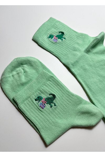Rumon Cotton Dinosaur Embroidered Unisex College Socks