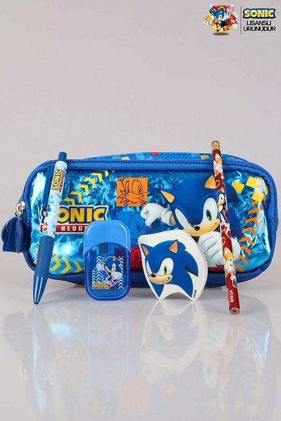 Sonic حقيبة أقلام رصاص مرخصة بتصميم خاص من Dekomus، قلم رصاص ذو طرف، قلم رصاص ذو طرف ممحاة، مجموعة مبراة