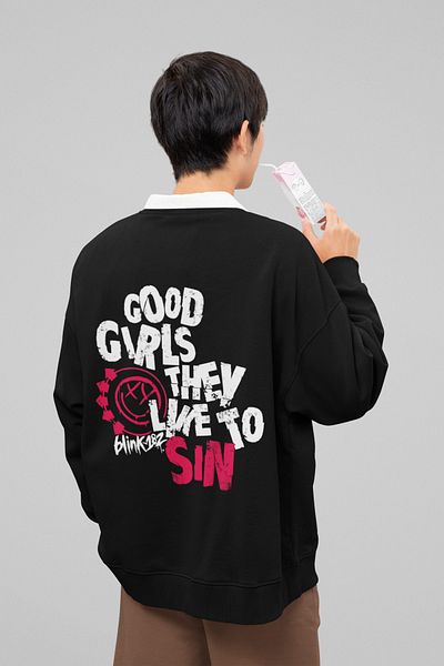 SEVBANO Design Blink-182 Written Unisex Oversize Music Group Sweatshirt