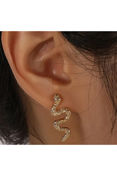 MEECY Gold Yılan Kadın Parlak Küpe