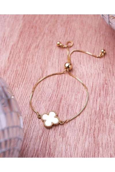 ANGELSS JEWELLERY Beyaz Gold Yonca Marka Model Asansör Ayarlanabilir Bileklik...