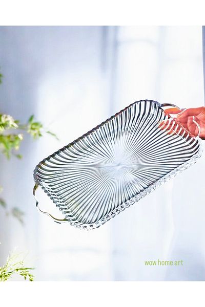 Wow Home Glass Tray Presenter with Handle