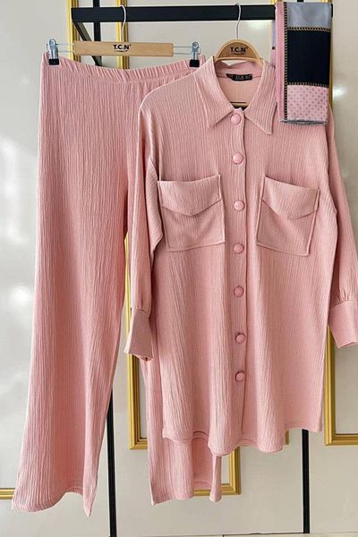 Bold Grup Women's Double Pocket Buttoned Summer Hijab Suit