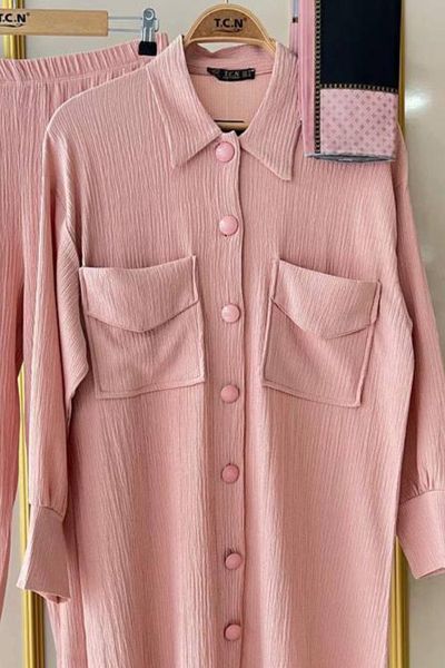 Bold Grup Women's Double Pocket Buttoned Summer Hijab Suit