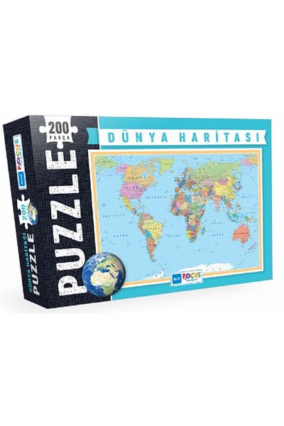 Blue Focus Yayınları Blue Focus World Map - Puzzle 200 Pieces