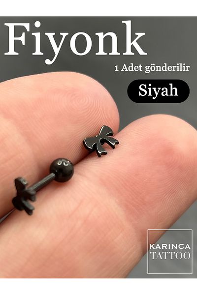 Karınca Piercing Bow Black Piercing Earlobe Forward Helix Flat Conch Nose Nostril Tragus Earring