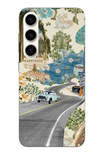 TechTree Galaxy S23 Compatible Green Artistic Road Flowers Transparent Silico...