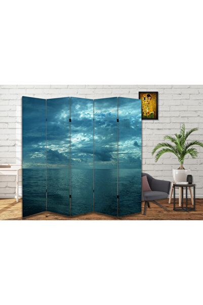dbsanat Okyanus Temalı Özel Tasarım Paravan Room Divider Oda Bölücü 180 x 200 cm