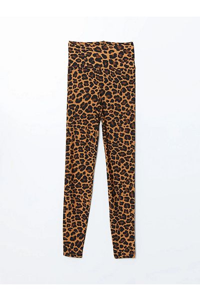LC Waikiki Lcw Vision Women's Leopard Print Leggings with Mixed Waist Elastic
