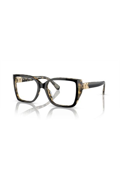Michael Kors Woman Square Eyeglasses- Mk 4115u - Lense Size:52mm - Black/amber Tortoise