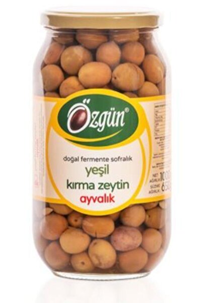 ÖZGÜN ZEYTİN & ZEYTİNYAĞI Ayvalık Yeşil Kırma Zeytin 1'lik Cam Kavanoz